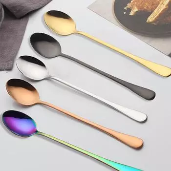 2S-Сладкая комната, ложка из нержавеющей стали с длинной ручкой, столовые приборы, инструмент для питья кофе, кухонный гаджет Primary Color