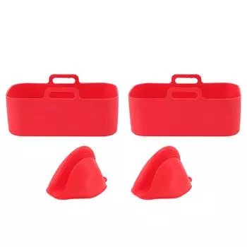 2Set прямоугольная фритюрница силиконовая кастрюля фритюрница силиконовые вкладыши прямоугольная корзина для Ninja DZ201 Foodi красный