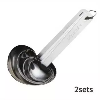 2sets Romantic Heart-Shaped Measuring Spoon Set (4pcs/set) - Adorable Kitchen & Tableware Durable and Stylish for Home, Hotel,Restaurant 2sets серебряный