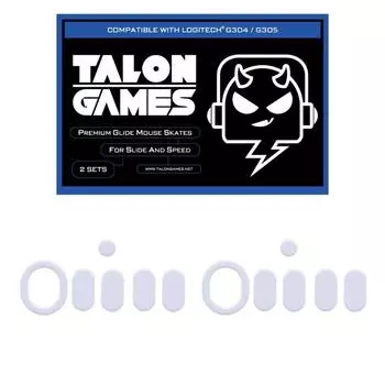 2Sets TALONGAMES Mouse Feet Mouse Skates Наклейки Pad Округлые скольжения Изогнутые края Мышиные ножки для мышей Logitech G304 G305