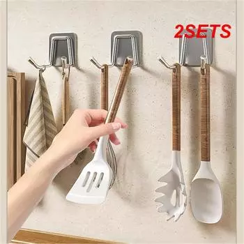 2SETS Viscose Hook Bilateral Easy Installation Convenient Smooth Moisture Proof Bathroom Hook Strong Load-bearing Capacity