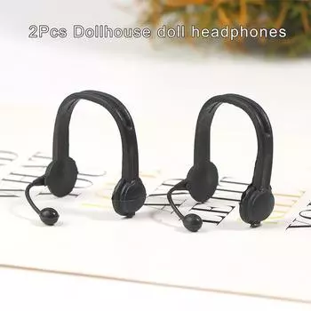 2шт 1:12 кукольных миниатюрных наушников-гарнитур для наушников, модель домашнего декора, игрушка
