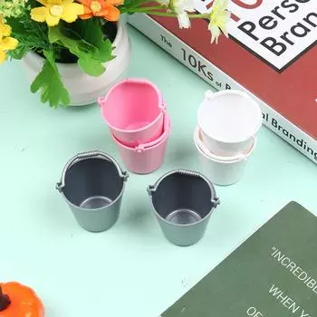 2шт 1:12 мини-милые ведра, украшения, миниатюрные игрушки, аксессуары для кухни и комнаты серый