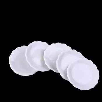 2шт 1:12 миниатюрных керамических тарелок для кукольного домика, десертное кружевное блюдо, посуда Decortoy one size