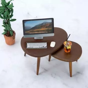 2шт 1:12 небольших гладких деревянных чайных столиков, модели Vivid Play House Coffee для микроландшафта белый