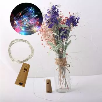 2шт 1м 2м 3м RGB вспышка светодиодная пробковая светодиодная гирлянда из медной проволоки бутылка вина