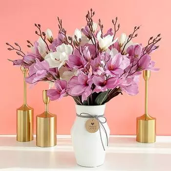 2шт 20 голов шелковые искусственные поддельные цветы букет домашний сад свадебный декор белый