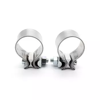 2шт 2-дюймовый T409 из нержавеющей стали с узкой лентой глушителя Зажимные втулки для выхлопной трубы серебряный