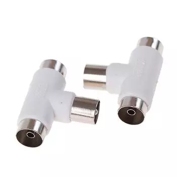 2шт 2-полосный ТВ-разветвитель антенный коаксиальный кабель папа на 2 гнезда адаптера