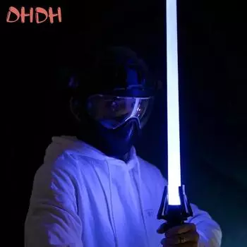 2шт 2 в 1 лазерный меч красный и синий двойные мечи превращаются в детский подарок ролевая игра светящееся оружие украшение дома синий