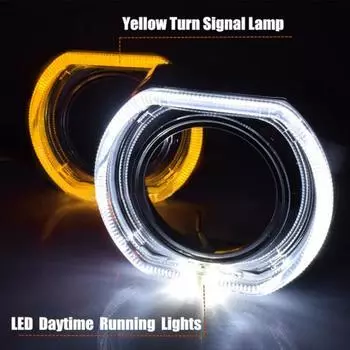 2шт 3-дюймовый автомобиль авто светодиодные фары указатель поворота проектор линзы кожухи маска белый