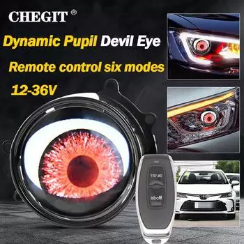 2шт 3-дюймовый комплект светодиодных фар Devil Eye, автомобильные динамические фары 12 В с дистанционным управлением, комплекты для модернизации фар