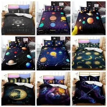 2шт 3шт Постельный комплект Звездное небо Doona Одеяло Пододеяльник Одиночный двойной Queen Size AU Single 135x200cm
