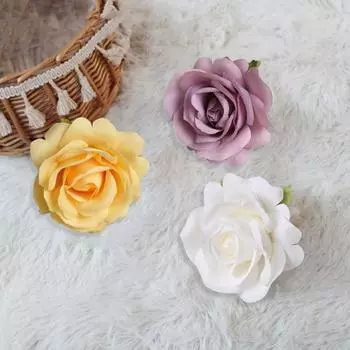 2шт 7 см искусственная голова розы красочные реалистичные многоразовые неувядающие DIY домашний офис свадебные украшения маленький цветок из искусственного шелка фестиваль подарок кофейный