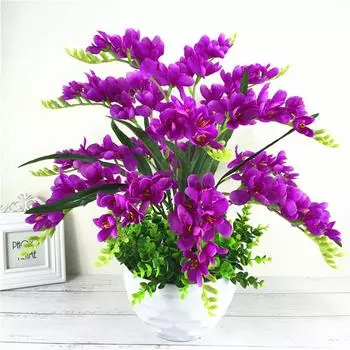 2шт 9-связки искусственных цветов фаленопсис букеты устойчивые к ультрафиолетовому излучению искусственные цветы для домашнего декора белый