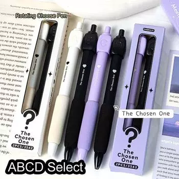 2шт ABCD Выберите вращающийся ответ ручка забавная шариковая гелевая ручка креативный вращающийся выбрать ручка для студентов использование чёрный/розовый