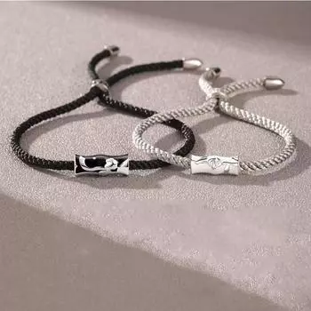 2шт эластичный шнур браслет для пары браслет для мужчин и женщин веревка цепочка браслет мужской женский веревка браслет вощеные шнуры