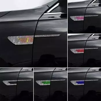 2шт. Алмазные наклейки на боковые крылья автомобиля, декоративные наклейки для предотвращения столкновений, автомобильные предупреждающие стильные украшения, автомобильные аксессуары для женщин чёрный