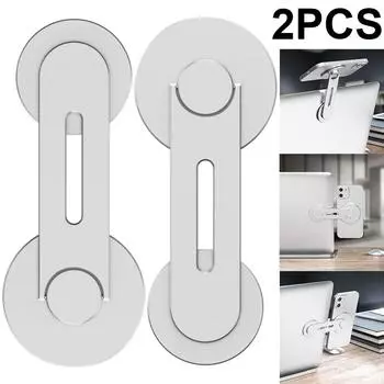 2шт. Автомобильный магнитный держатель для ноутбука и телефона на боковую часть экрана для MacBook/iPhone 14 13 (Серебряный)