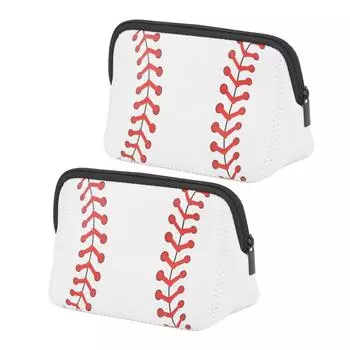 2шт бейсбольный принт косметичка бейсбольная косметичка неопреновая водонепроницаемая на молнии компактная косметичка жёлтый
