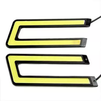 2шт белые COB 6000K светодиодные дневные ходовые огни DRL фара U-образная противотуманная фара One Size