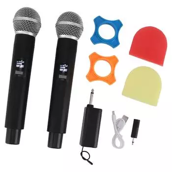 2шт беспроводной микрофон VHF профессиональный шумоподавляющий USB перезаряжаемый ручной UHF беспроводной