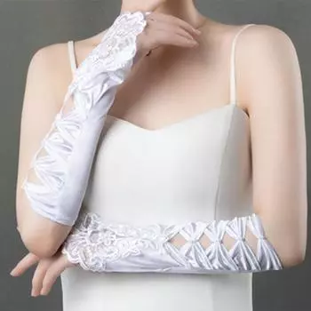 2шт без пальцев веревка блюдо вышивка шитье бусы перчатки свадебное платье перчатки полые красный