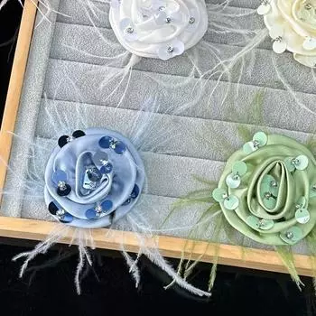 2шт брошь 3D цветок перо аппликации ручная работа пайетки одежда аппликации стразы своими руками нашивка одежда украшения одежды синий
