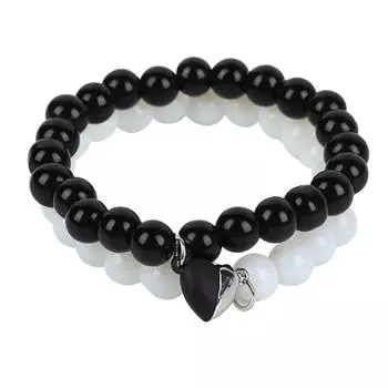 2шт. Черный Белый Браслет Пара Друг Парный Магнитный Браслет Любви