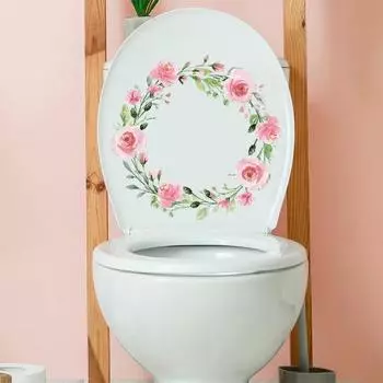 2шт цветной рисунок цветок стикер для унитаза водонепроницаемый ПВХ самоклеящийся съемный гостиная спальня