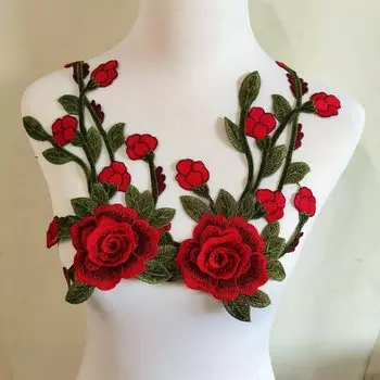 2шт цветочная вышитая аппликация для ремонта патчей фиолетовый