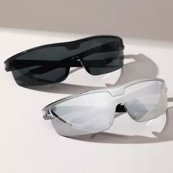 2шт Cyberpunk Future Technology Интегрированные солнцезащитные очки, модные очки для защиты глаз на открытом воздухе one size чёрный/серебряный