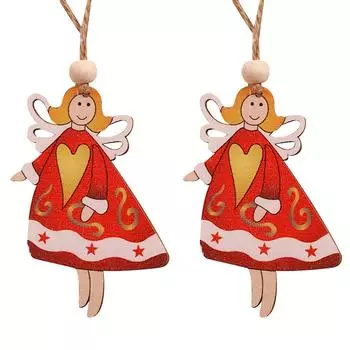 2шт деревянные подвесные рождественские Санта Снеговик Ангел орнамент партии домашний декор разноцветный