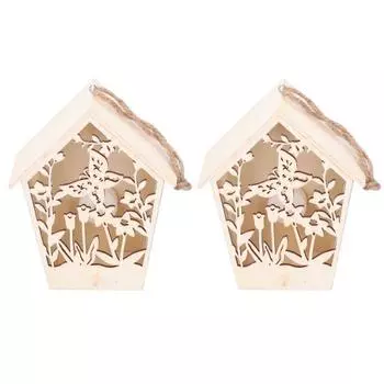 2шт деревянный скворечник для дома и улицы декор для сада скворечник с теплым светом деревянные украшения