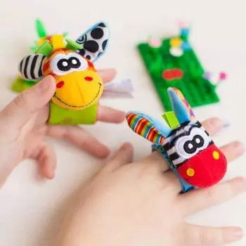 2шт детские погремушки на запястье игрушки развивающие мягкие милые животные