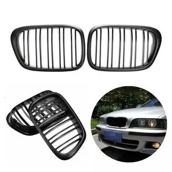 2шт двойной планки матовый 51137005837/51137005838 Передний капот Kidney Черный для BMW 5 серии