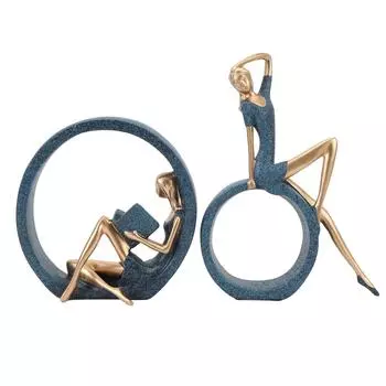 2шт. Фигурки из смолы, читающие книгу, девушка-йога, современные эстетические художественные скульптуры, книжная полка, книжный шкаф, Sta