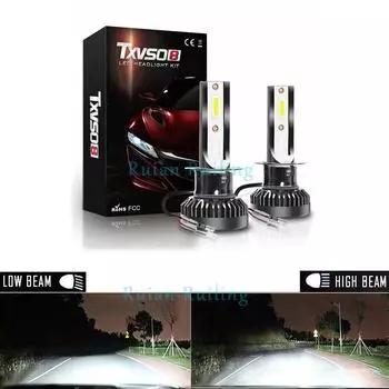 2шт H1 светодиодные лампы для фар преобразования 8000LM 6000K 80W белые лампы дальнего/ближнего света