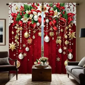 2шт HD цифровая система красного цвета цветочные подвесные шары праздничные шторы украшение дома стиль украшения гостиной спальни th W52H63inchW132H160cm