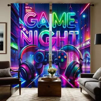 2шт HD цифровая занавеска цветная печать игровая консоль для киберспорта домашний декор стиль украшения гостиная спальня носить штанга занавеска e W52H63inchW132H160cm