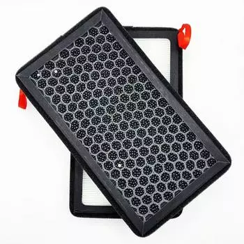 2шт HEPA фильтр с активированным углем для Tesla Model 3/Y автомобильный фильтр с активированным углем кондиционер воздушные фильтры с 2 инструментами чёрный