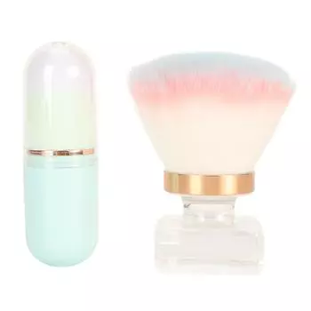 2шт кисти для макияжа с жидкой основой, мягкая плотная щетина, в форме капсулы, синяя