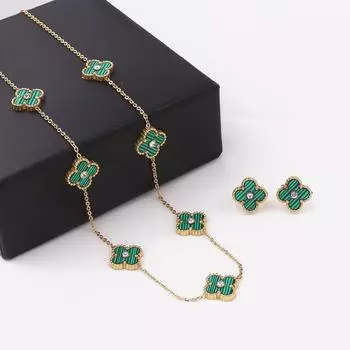 2шт клевер ракушка из нержавеющей стали кулон ожерелье серьги ювелирные изделия набор из двух штук белый