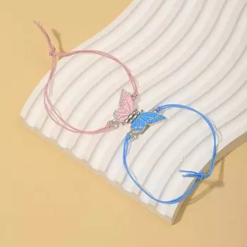 2шт/комплект креативный лучший друг браслет бабочка кулон браслет лучшие друзья розовый/оранжевый