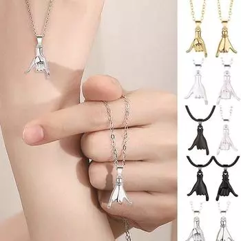 2шт / комплект Pull Hook Руки Пара Ожерелье Любовь Объятия Цепочка Ожерелье Для лучших друзей Пары Подарки на день рождения