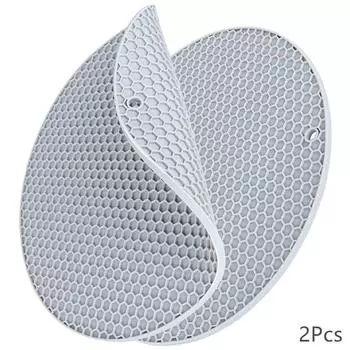 2шт/комплект силиконовых ковриков, термостойкие гибкие держатели для горячих горшков, подставки под горячее, коврик для микроволновой печи, нескользящий коврик для сушки 2Pcs/Set чёрный