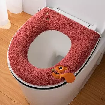 2шт/комплект теплых чехлов для сидений унитаза, включая чехол для сиденья унитаза и чехол для крышки унитаза, теплая мягкая моющаяся подушка для сиденья унитаза cushion красный