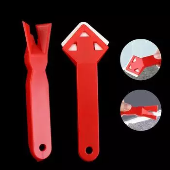 2шт красный скребок для удаления клея ручной инструмент силиконовый скребок для удаления герметика очистка напольных швов 2PCS