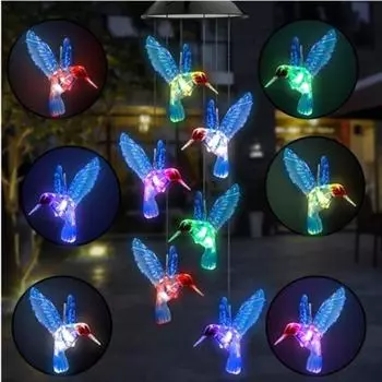 2шт красочные градиентные садовые светодиодные колокольчики, украшенные солнечными колибри, ландшафтные садовые светильники, украшенные атмосферой butterfly-1pcs