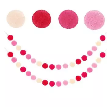 2шт красочный шерстяной фетровый шар ручной работы для украшения стены гирлянда ко Дню святого Валентина